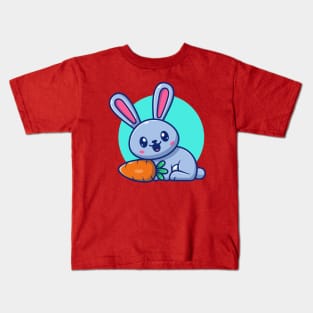 Cute Rabbit With Carrot Cartoon Kids T-Shirt